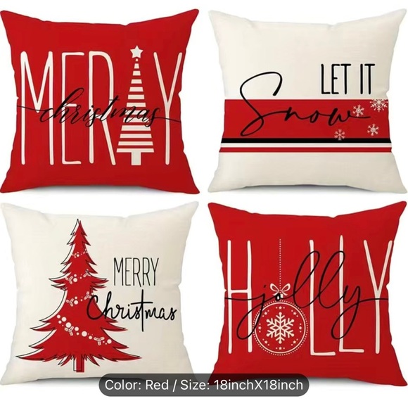 4pcs Christmas Pillowcases,17.7x17.7 Inch, Set Of 4, Pillow Inserts Not Included - Picture 1 of 6